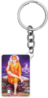M Men Style Religious Lord Sai Baba Keyring Keychain Orange SKey2025206 Key Chain