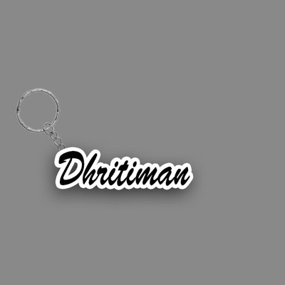 SY Gifts SYG Dhritiman Name Keychain White And Black Key Chain