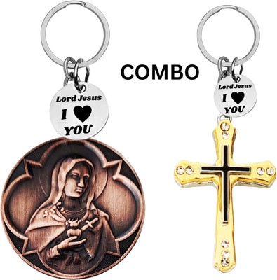 The Men Gift Lord Jesus Keychain Combo– Sacred Heart Religious Keyring Set ShivkeyCom626-674 Key Chain