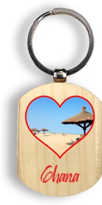 Regalocasila Eye Catching Beach Printed Wooden Tourism Souvenir Ghana City Tourist Keyring Key Chain