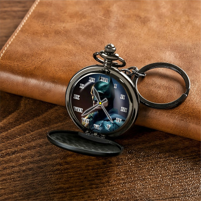 GT Gala Time Black Pocket-Watch Key Chain Batman Printed Dial Car Bike Keychain Key Chain