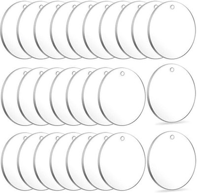 Ashani Creations Acrylic Round Shape Keychain Blanks, Clear Keychains with Whole Key Chain