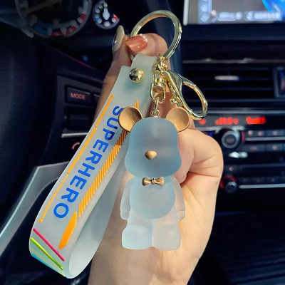 BBG FK_Cute 3D Blue Glowing Panda Keychain With Charm Key Chain