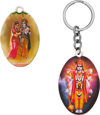 M Men Style Religious Lord Jay Shri Ram And Seeta Polymer Keychain SkeyP51 Key Chain