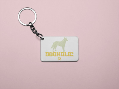 DOGAR ESSENTIALS Dogholic Yellow Text -Printed Acrylic Keychain (Pack Of 2) Key Chain