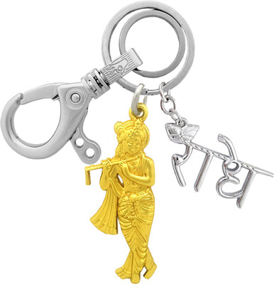 MGP FASHION Golden Krishna Radhe Pendant Double Sided Kanha full Metal Keyring Key Chain