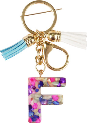 CRAFT STUDIO Mix Stone Resin Alphabet F Initial letter keychain for Boys & Girls Key Chain