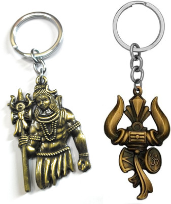 mik GOD SHIV AND TRISHUL COMBO PACK OF 2 PREMIUM METAL Key Chain