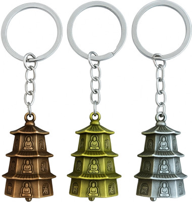 ANIKRAFT Combo Pack of 3 Guardian Temple Bell Keychains | Antique Tibetan Bell Shaped Key Chain