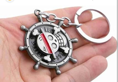 JAINSON MARTIN Rotating One piece Silver Monkey D Luffy Head Skull Keychain Key Chain