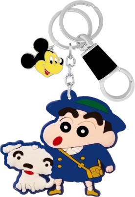 MGP FASHION Single Sided Shinchan Shiro Cartoon PVC Rubber Character Mickey Mouse Key Chain