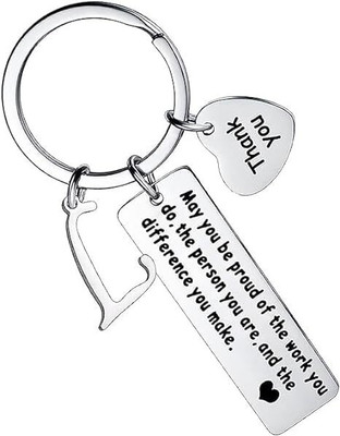 Artisans Crafted Thank You Keychain With Initial Letter Pendant L Key Chain