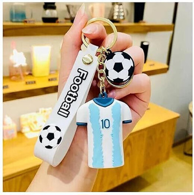 Suhavi Football & Cricket Player Ronaldo Messi Mbappe Virat or Dhoni 3D Rubber keychain Key Chain
