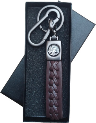 JNV Brown Leather Keychain Compatible For Bullet Bike Key Chain