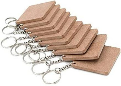 Maitri 50 Pcs MDF Square Shape Key Chain (50 x 50) mm for Art and Craft Key Chain