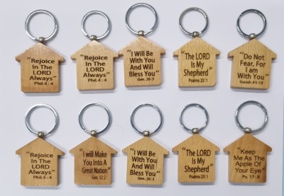 BLESSINGS Set Of 10 Wooden Christianity I Key Chain