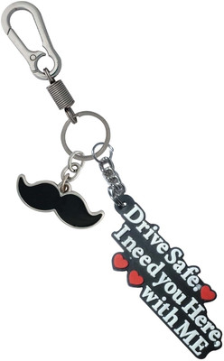 HANDSOME ISK Beautiful Rubber Drive Safe With Black mustache Stylish Locking Lock Key Chain