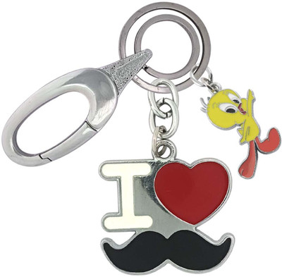 SHOKY LOOKS I Love Mustache With Tweety Locking Lock Suitable for office car, Bike Key Chain