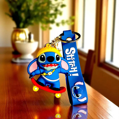SSAppliances Stitch Cartoon on Skate Keychain | 3D Silicone Cute Key Chain Key Chain