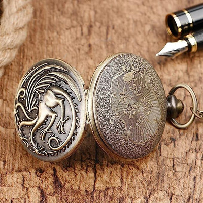 GKM Dragon Game of Thrones pocket watch keychain for men/woman Key Chain