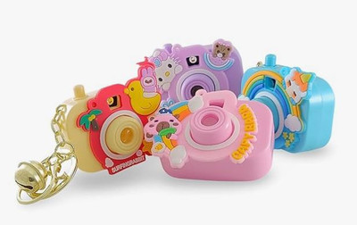 LittlePaws Mini Camera Projector Keychain with Cute Ornaments Bell Charm Key Chain