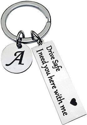 Myurawells A Letter Drive Safe I Need You Here with Me I Love You Keychain Key Chain