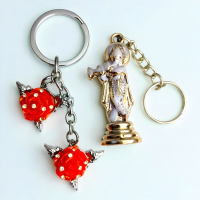 swagtreg Rose & Krishna Idol Keychain Combo – Stylish Decorative Keychain for Men & Women Key Chain