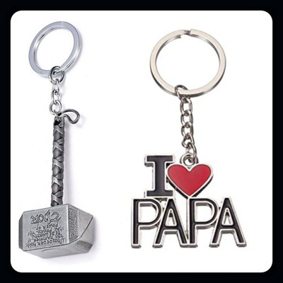 Jainzon Combo Of Thor Silver Hammer And I Love Papa Keychain-S626_x164 Key Chain