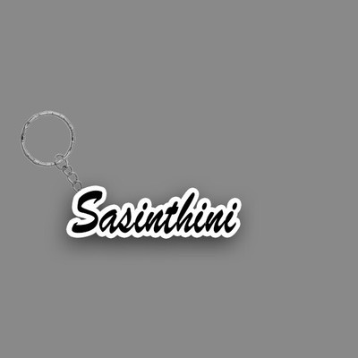 SY Gifts SYG Sasinthini Name Keychain White And Black Key Chain