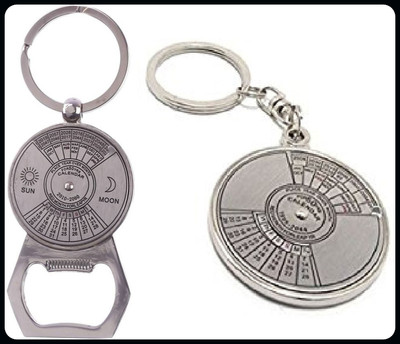 gtrp Keychain-50yrs Calender Bottle Opener & 50yrs Round Calender Metal Pack of 2 Key Chain
