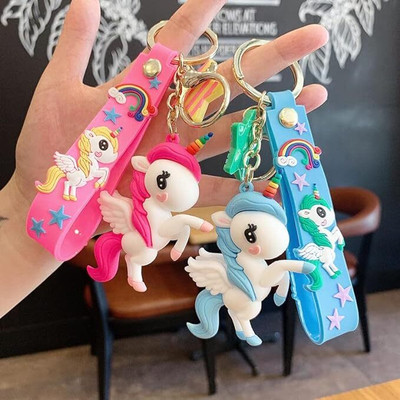 GKM Cute Unicorn combo set Keychain with Wristband Strap Key Chain