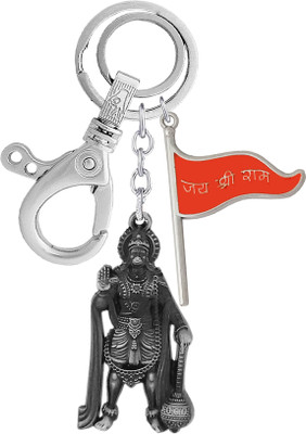 KYP Fashion Lord Bajaranbali Grey Hanuman Jai Shree Ram Flag Pendant Keyring Key Chain