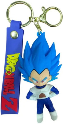 ABS TRADERS Dragon Ball Z Vegeta Character Keychain with Strap, Blue Super Saiyan Figure Key Chain