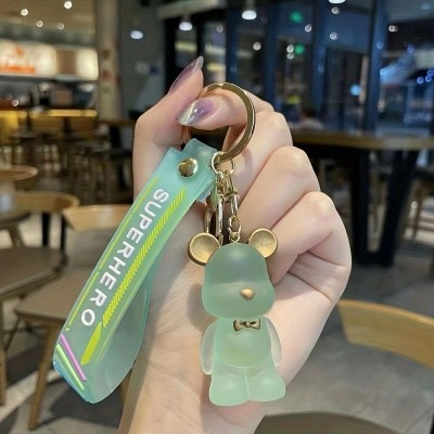 SRG Crystal Teddy Bear shaped Keychain Green Key Chain