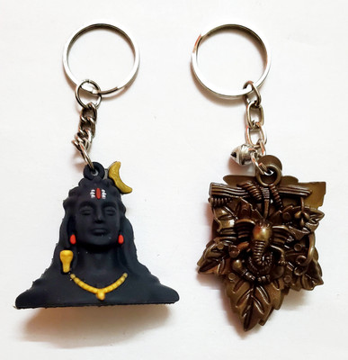 ShopTalk Adi yogi with flip ganesh rubber Key Chain