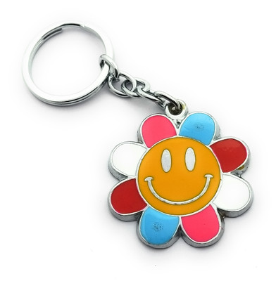High Choice Colourful Flower Smiley Face Metal Key Chain