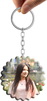 Drippy Prints Photo Printed Flower Wooden Key Chain