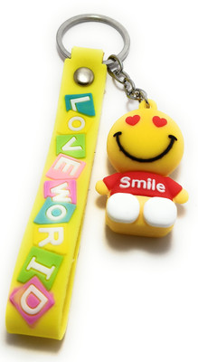 High Choice Smiley Emoji with Band Love World Rubber Key Chain