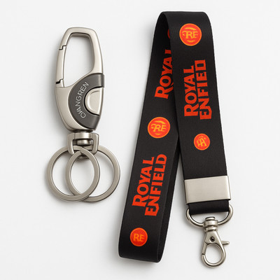 RambhaSelect Metal Keychain with Stylish Printed Lanyard Combo | Gift for Men & Bikers Key Chain