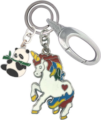 SHOKY LOOKS colorful Unicorn With Bamboo Panda Locking Lock Key Chain