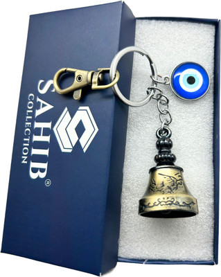 Sahib Collection Green Temple Bell Keychain Tibetan Bell Key Chain with Evil Eye Green Hook Pack1 Key Chain