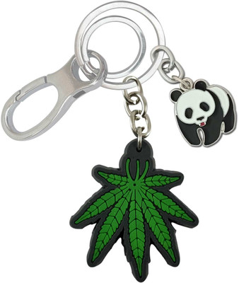 HANDSOME ISK Attractive Design Green Leaf With Cute Panda Locking Lock Key Chain