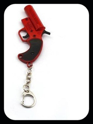 gtrp Trendy-Playerunknown's Battlegrounds PUBG red Flare gun metal keychain Key Chain