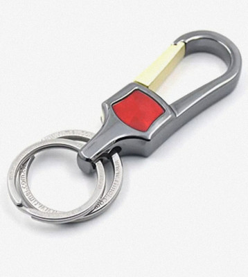 Jdp Novelty Stylish Hook Locking Silver Metal Carabiner Double Ring Metal KeyChain.8017 Key Chain