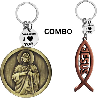 The Men Gift Lord Jesus Keychain Combo– Sacred Heart Religious Keyring Set ShivkeyCom630-659 Key Chain