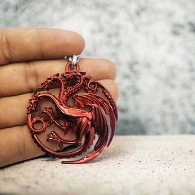 OHZEN Game Of Thrones 3 Headed Dragon Keychain (Red)Pack-1 Key Chain Key Chain