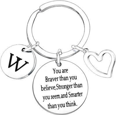 Artisans Crafted W – W Alphabet Keychain – Uplifting Quote & Initial Key Chain