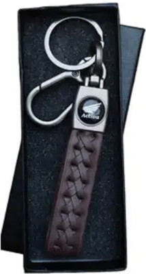 Filsfa Brown Leather Keychain Compatible With Honda3G | 4G | 5G | 6G Scoot Key Chain