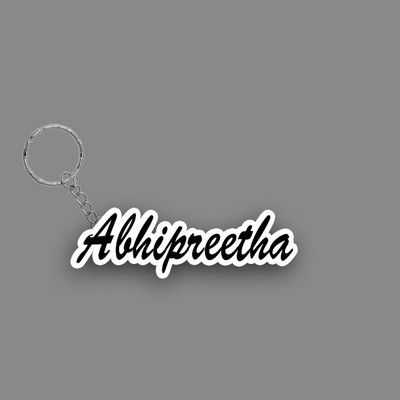 SY Gifts SYG Abhipreetha Name Keychain White And Black Key Chain