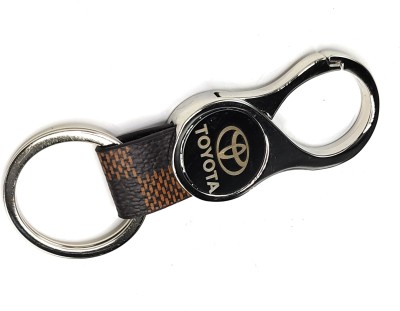 Jdp Novelty Round Shape Leather Metal Keychain for Toyota Key Chain